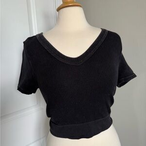 Eye Candy Black Ribbed Crop T-Shirt